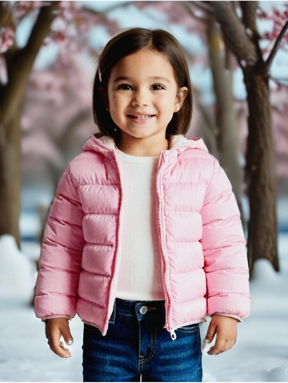 Epic Threads Long Sleeve Full Zip Puffer Hoodie Pink Girls Size 6